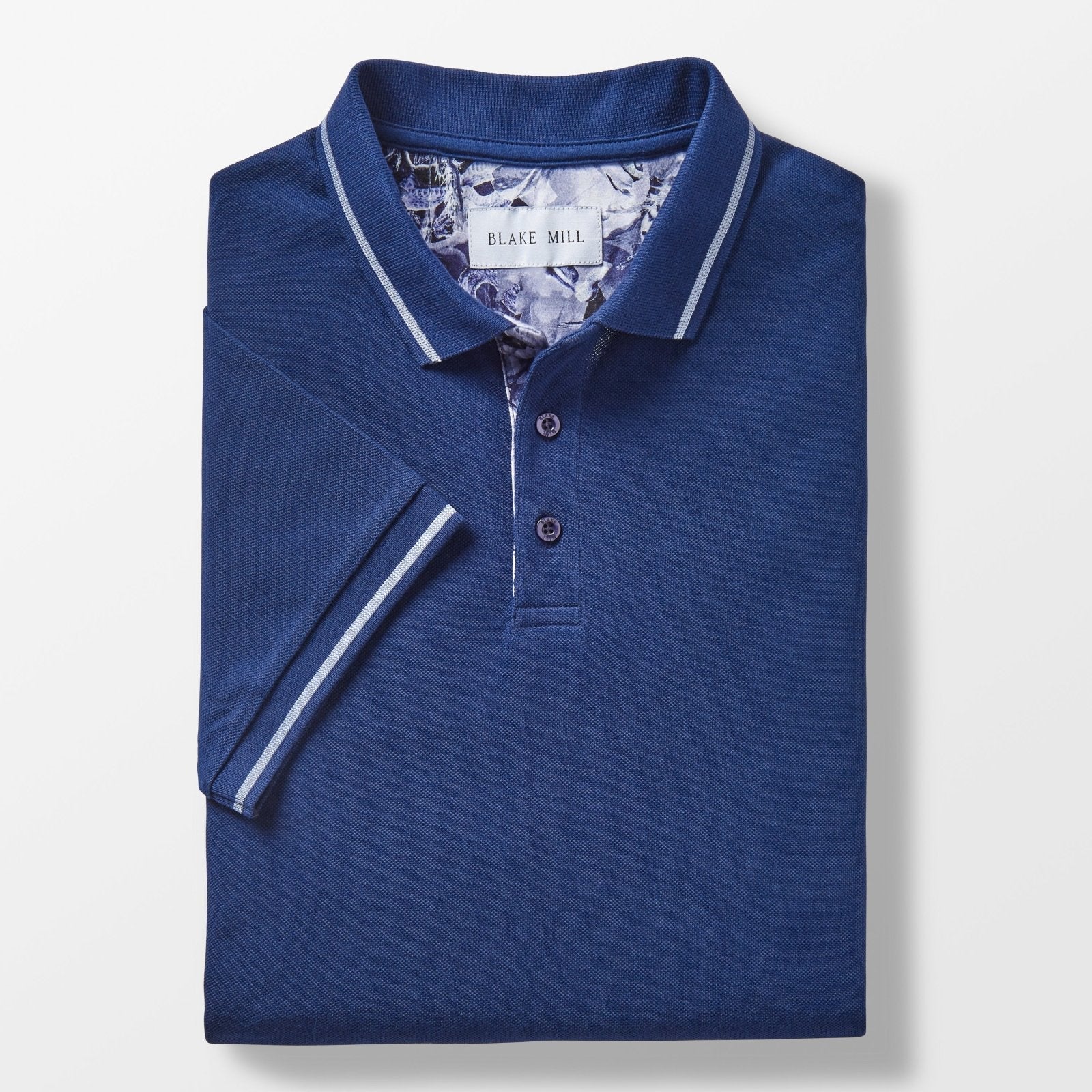 Navy Pique Polo with Garden of Eden Accents - Blake Mill