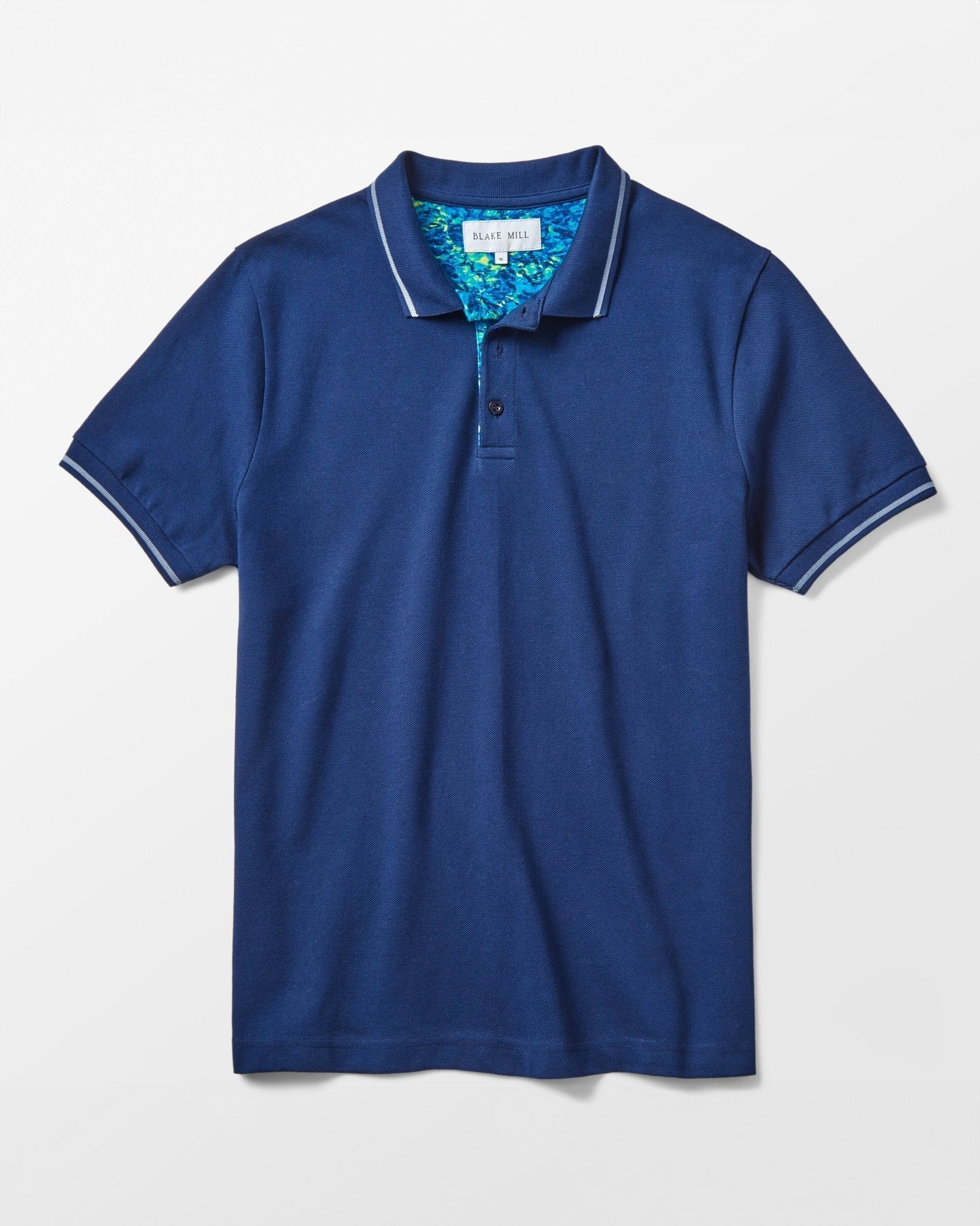 Navy Pique Polo with Ocean Accents - Blake Mill