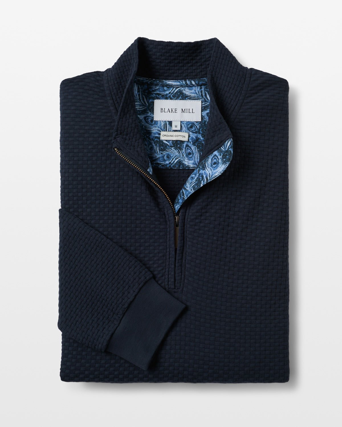 Navy Quarter Zip Jersey with Peacock Accents - Blake Mill