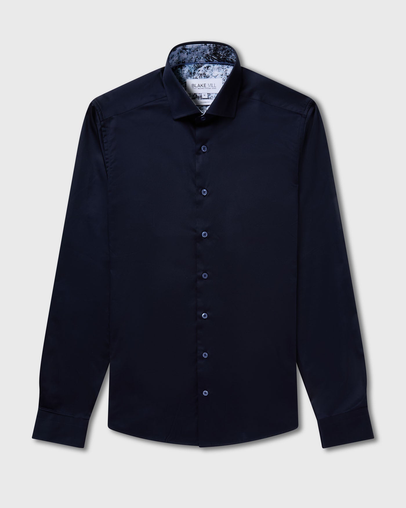 Navy Sateen Shirt with Dark Moon Accents - Blake Mill