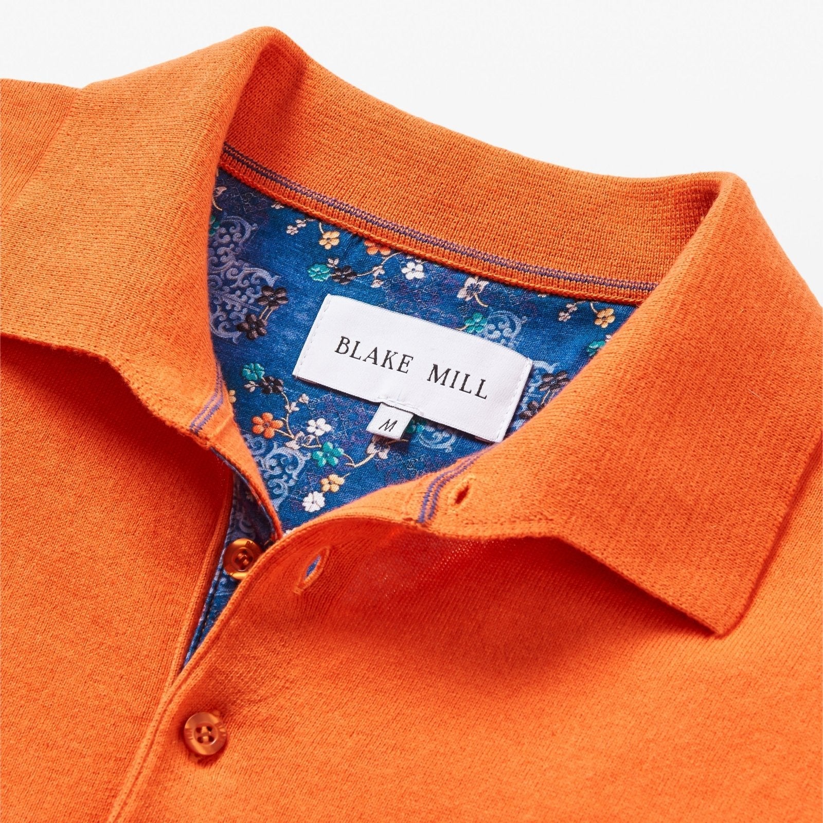 Orange Knit Polo with Flower Accents - Blake Mill