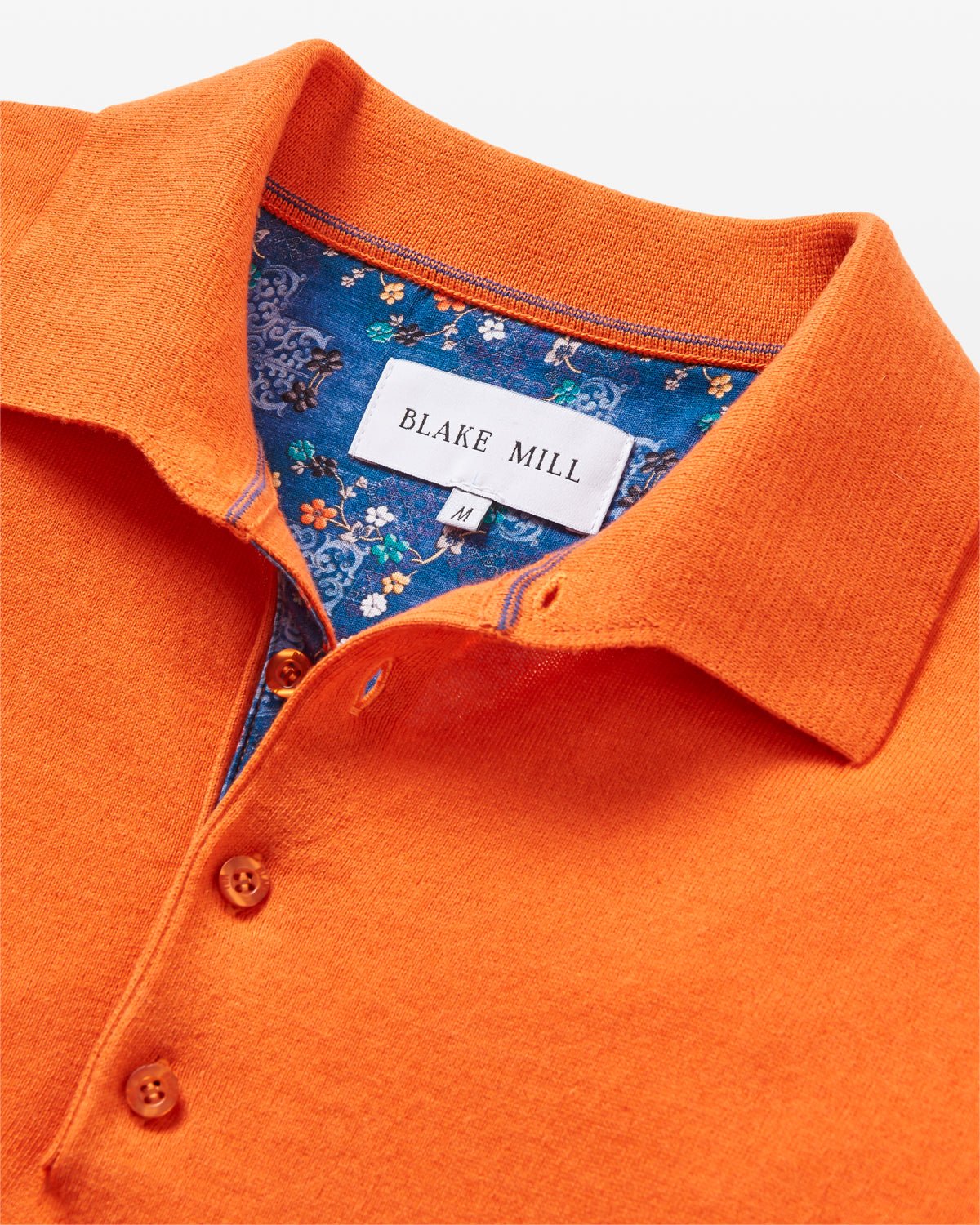 Orange Knit Polo with Flower Accents - Blake Mill