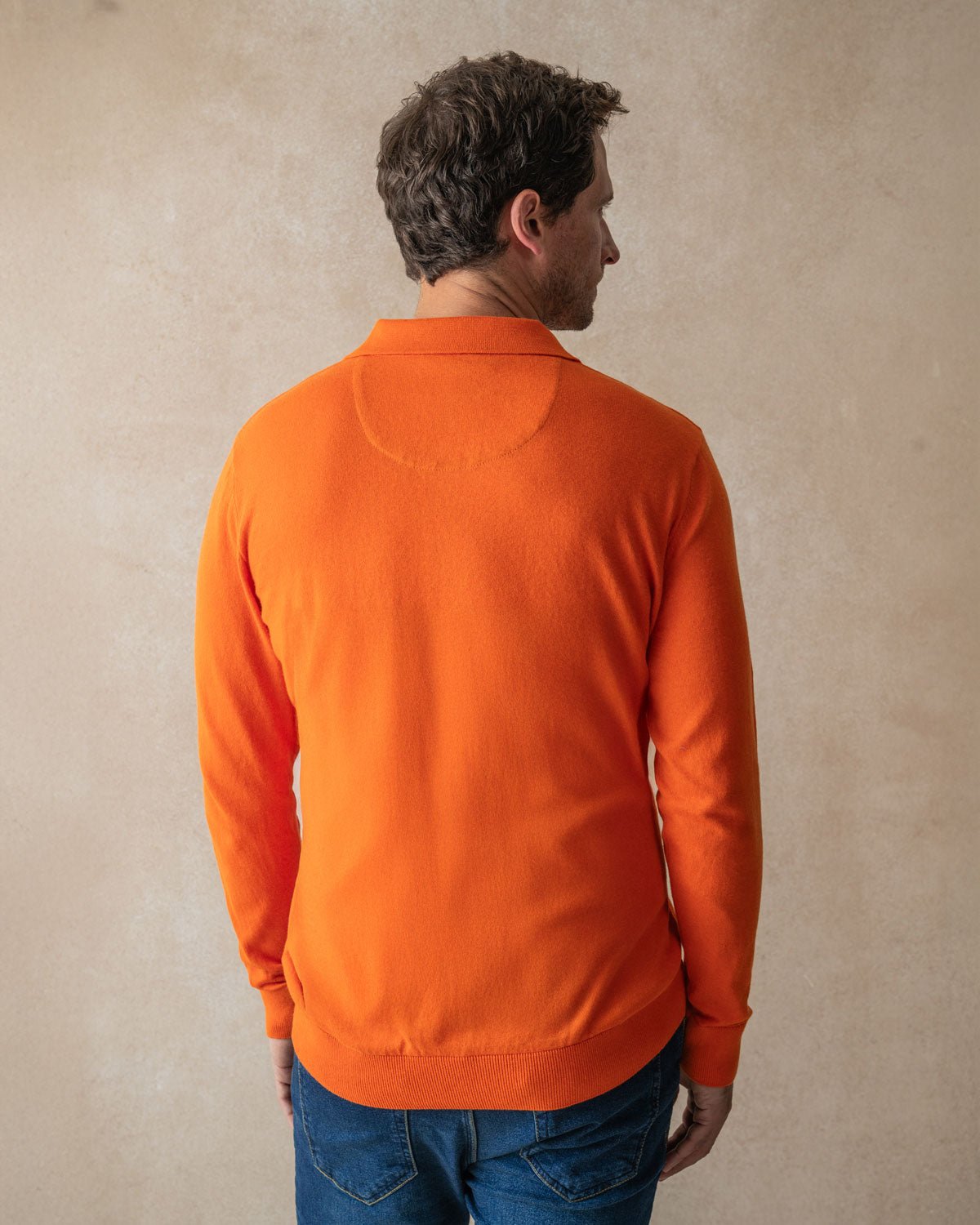 Orange Knit Polo with Flower Accents - Blake Mill