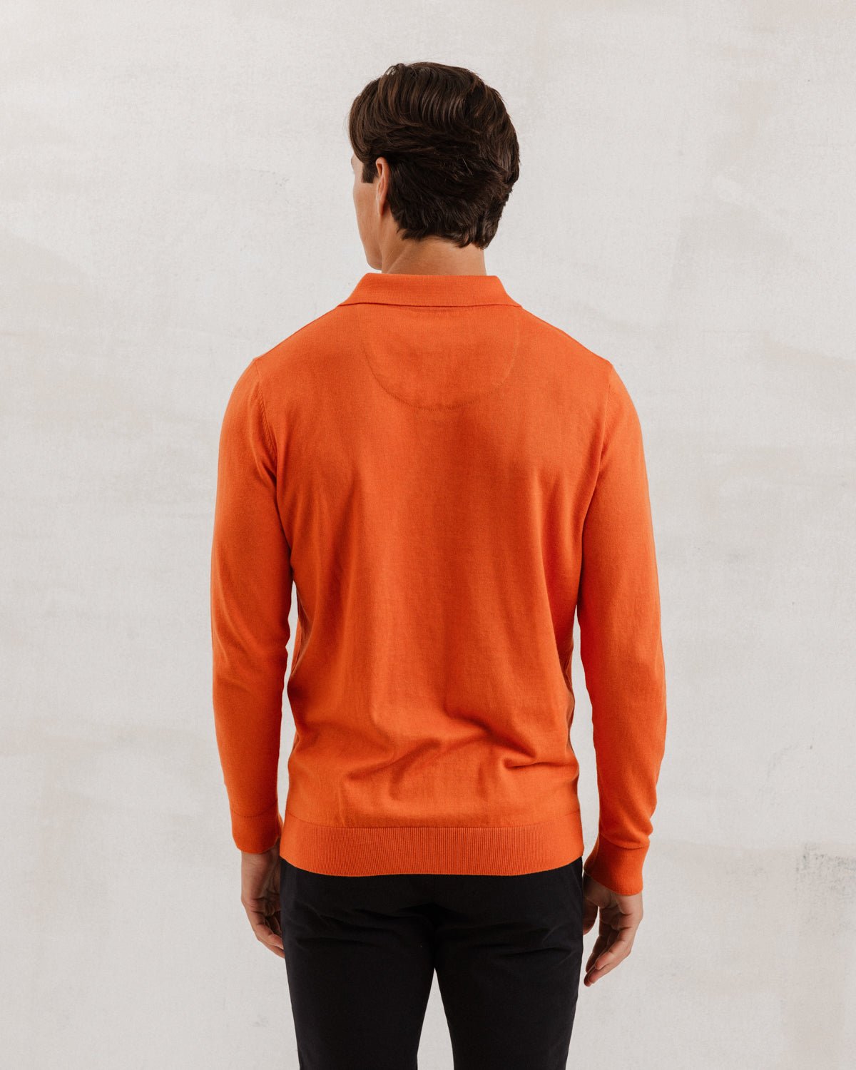 Orange Knit Polo with Flower Accents - Blake Mill