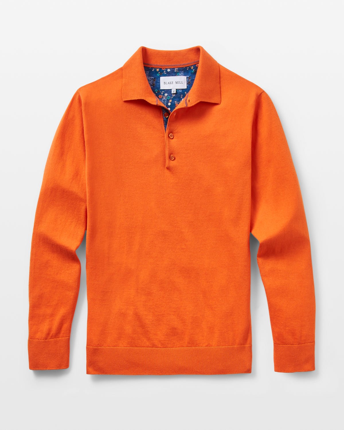 Orange Knit Polo with Flower Accents - Blake Mill