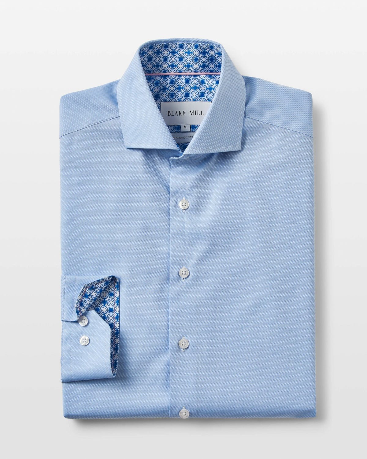 Pale Blue Textured Shirt with Wavy Geo Accents - Blake Mill