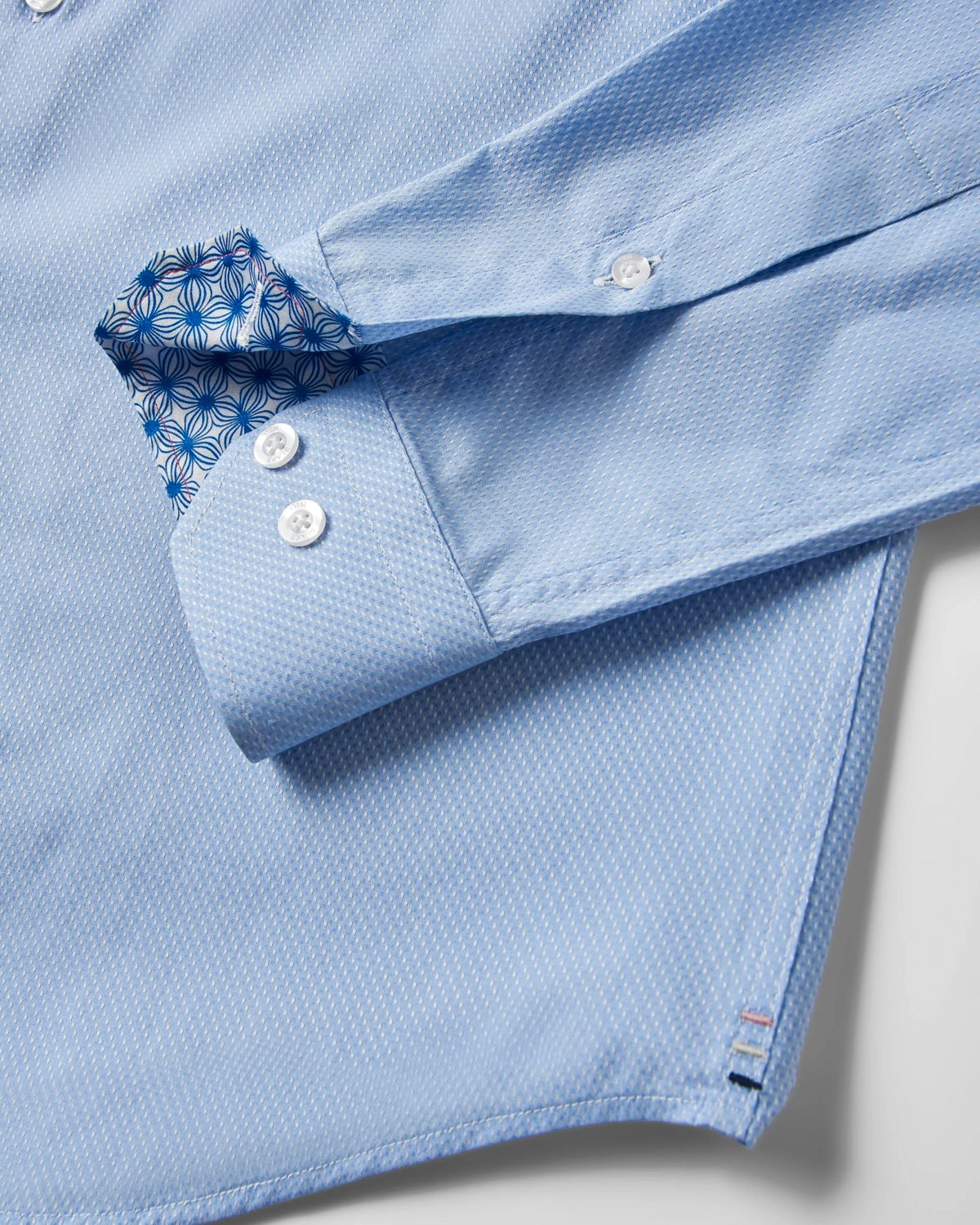 Pale Blue Textured Shirt with Wavy Geo Accents - Blake Mill