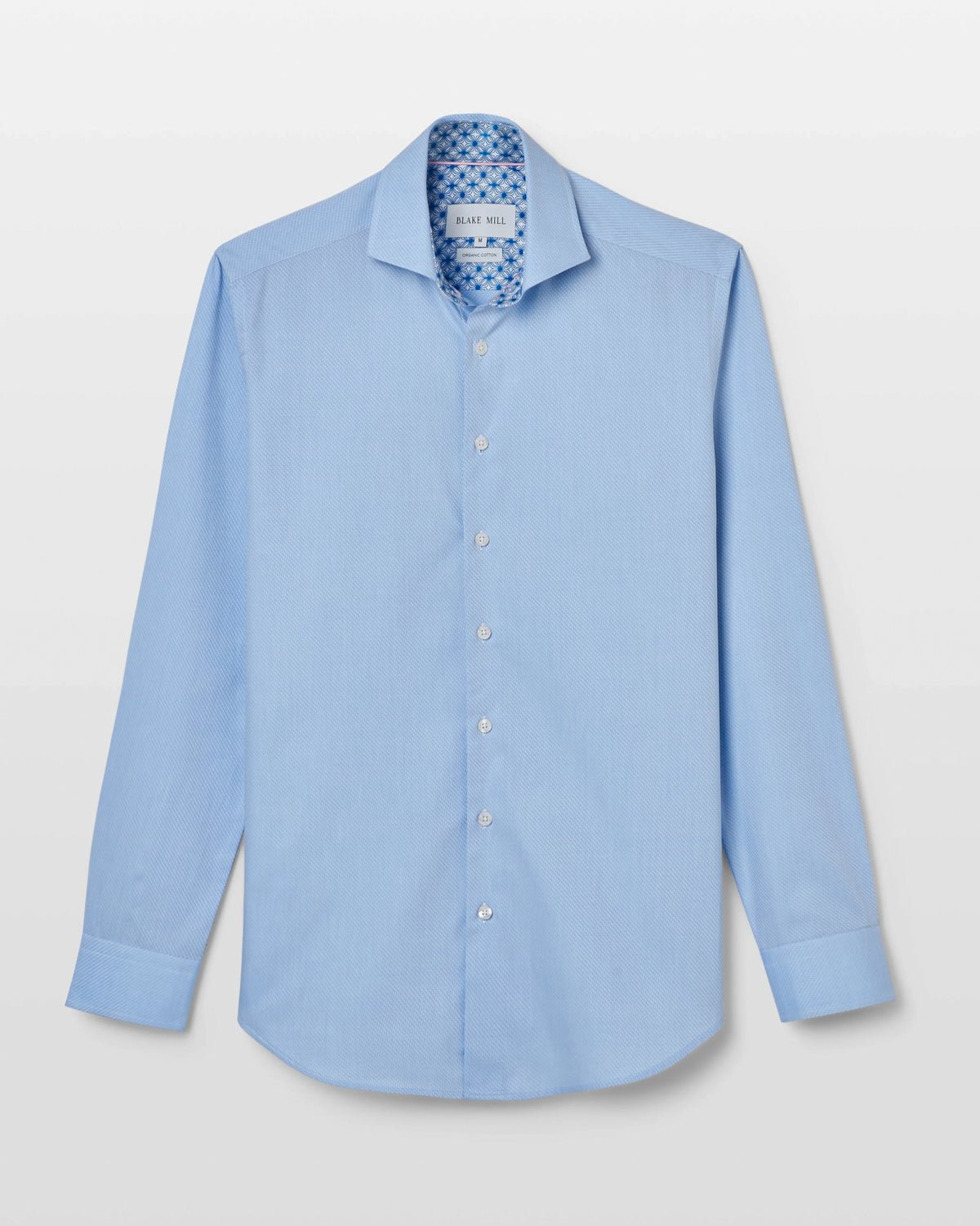 Pale Blue Textured Shirt with Wavy Geo Accents - Blake Mill