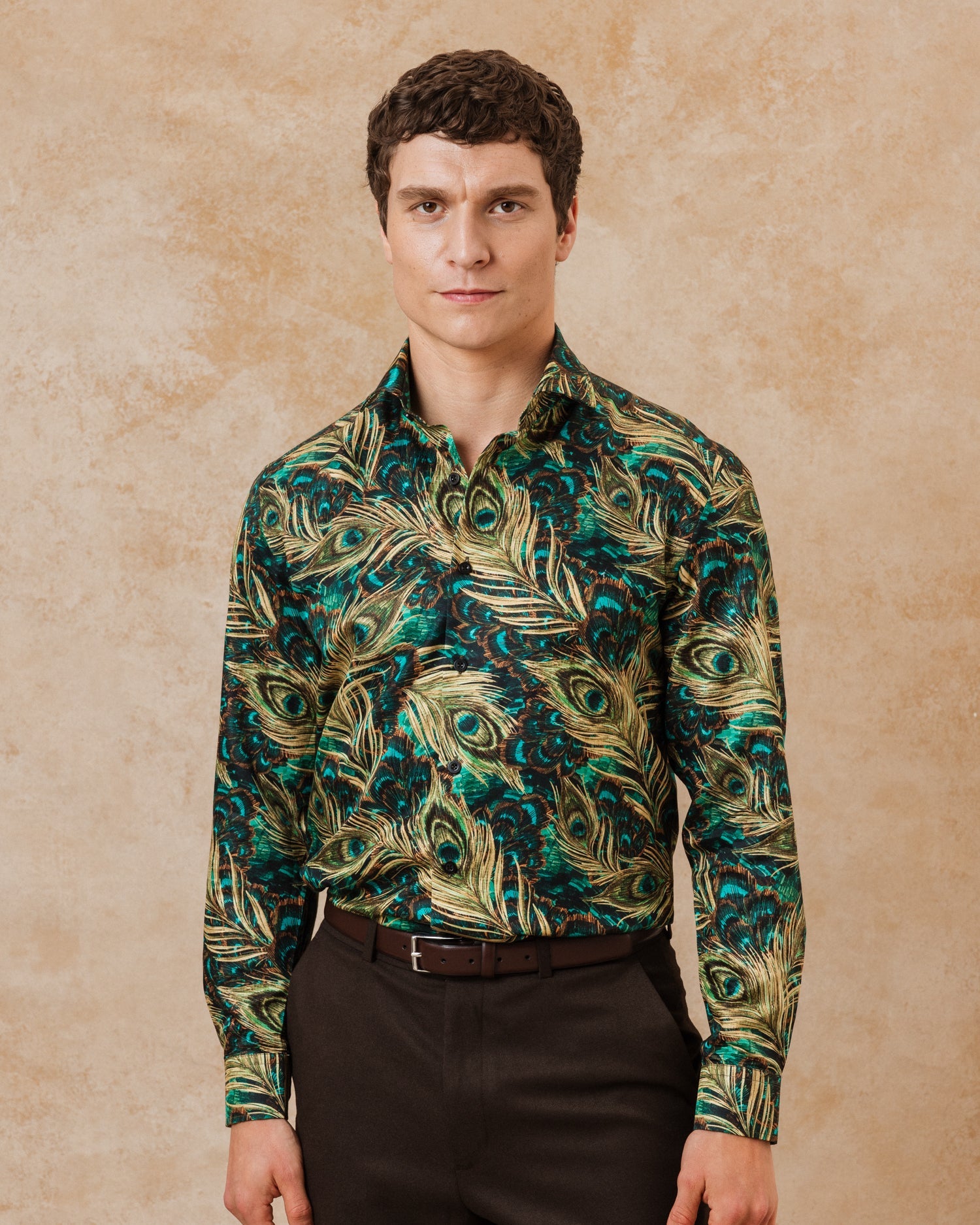 Peacock Feathers Silk Blend Shirt - Blake Mill