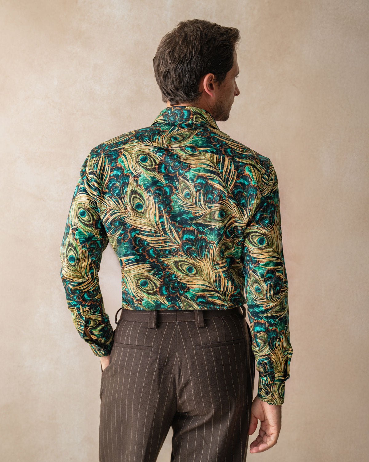 Peacock Feathers Silk Blend Shirt - Blake Mill