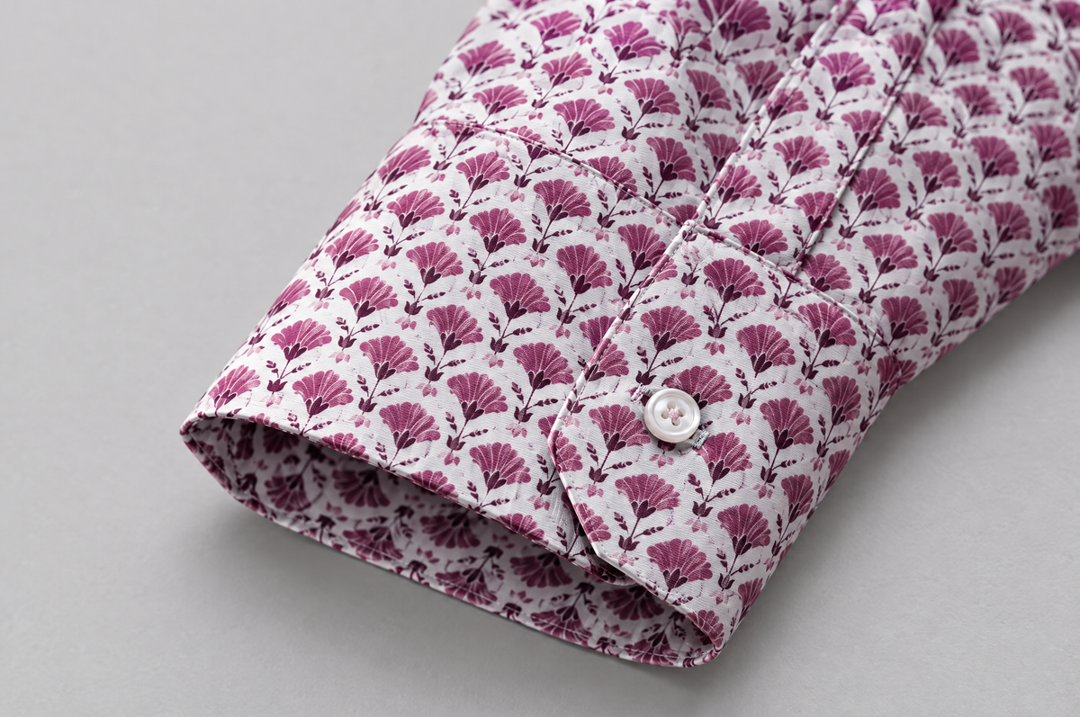 Pink Geo Flora shirt cuff detail