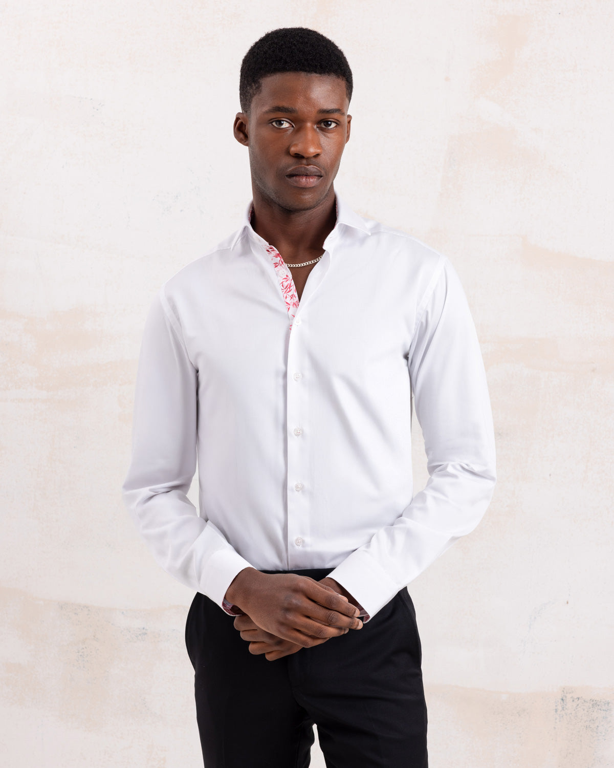 White Sateen Shirt with Pink Savanna Accents