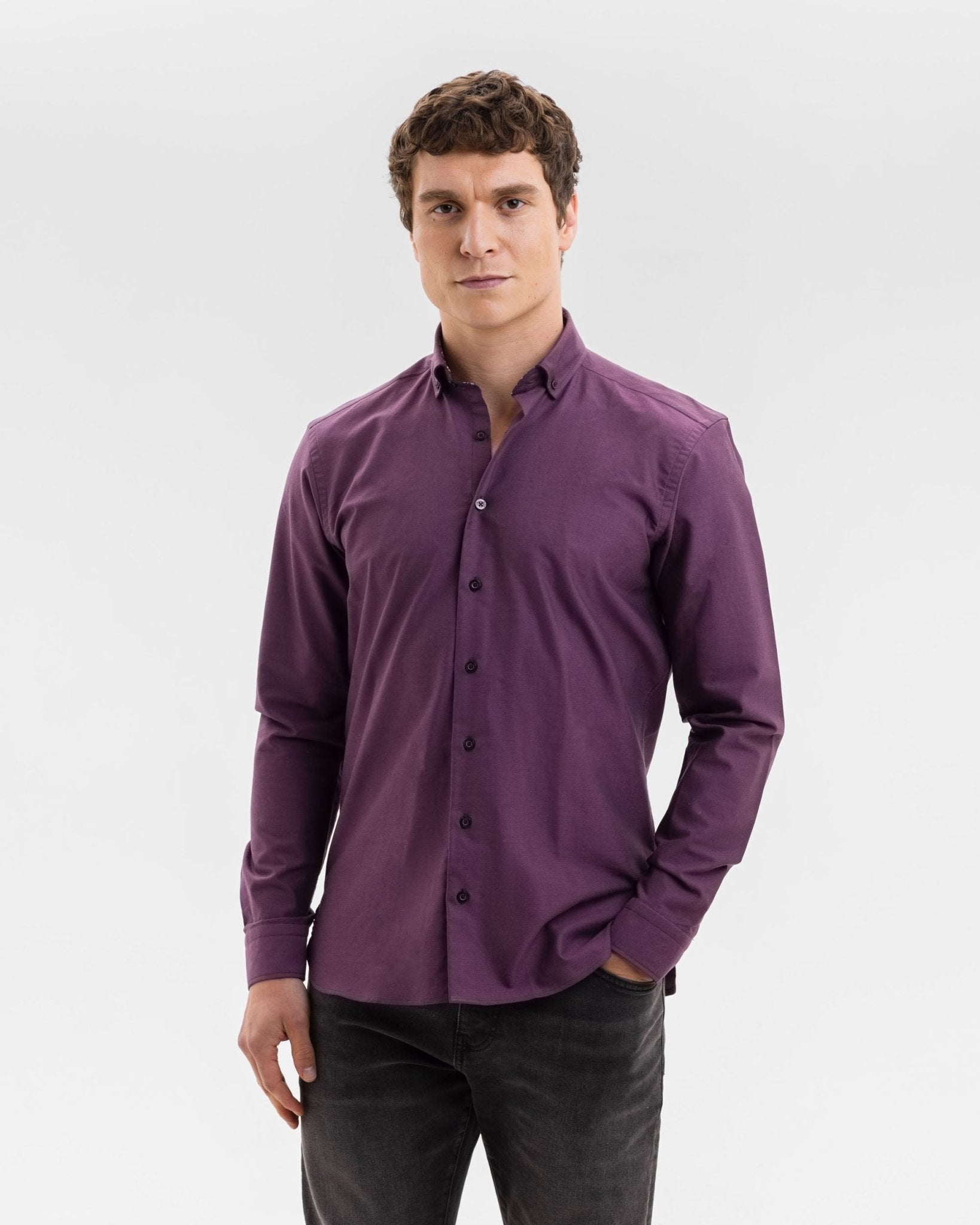 Purple Oxford with Mind Maps Accents Button - Down Shirt - Blake Mill