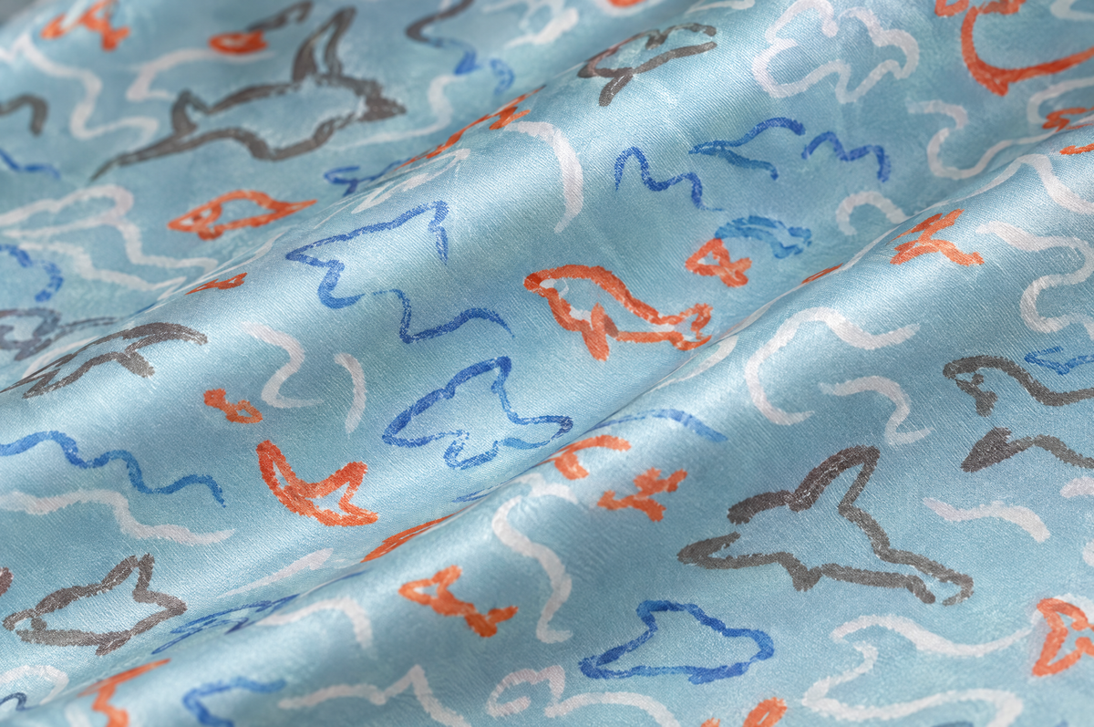 Racing Lines Powder Blue shirt cotton sateen fabric detail