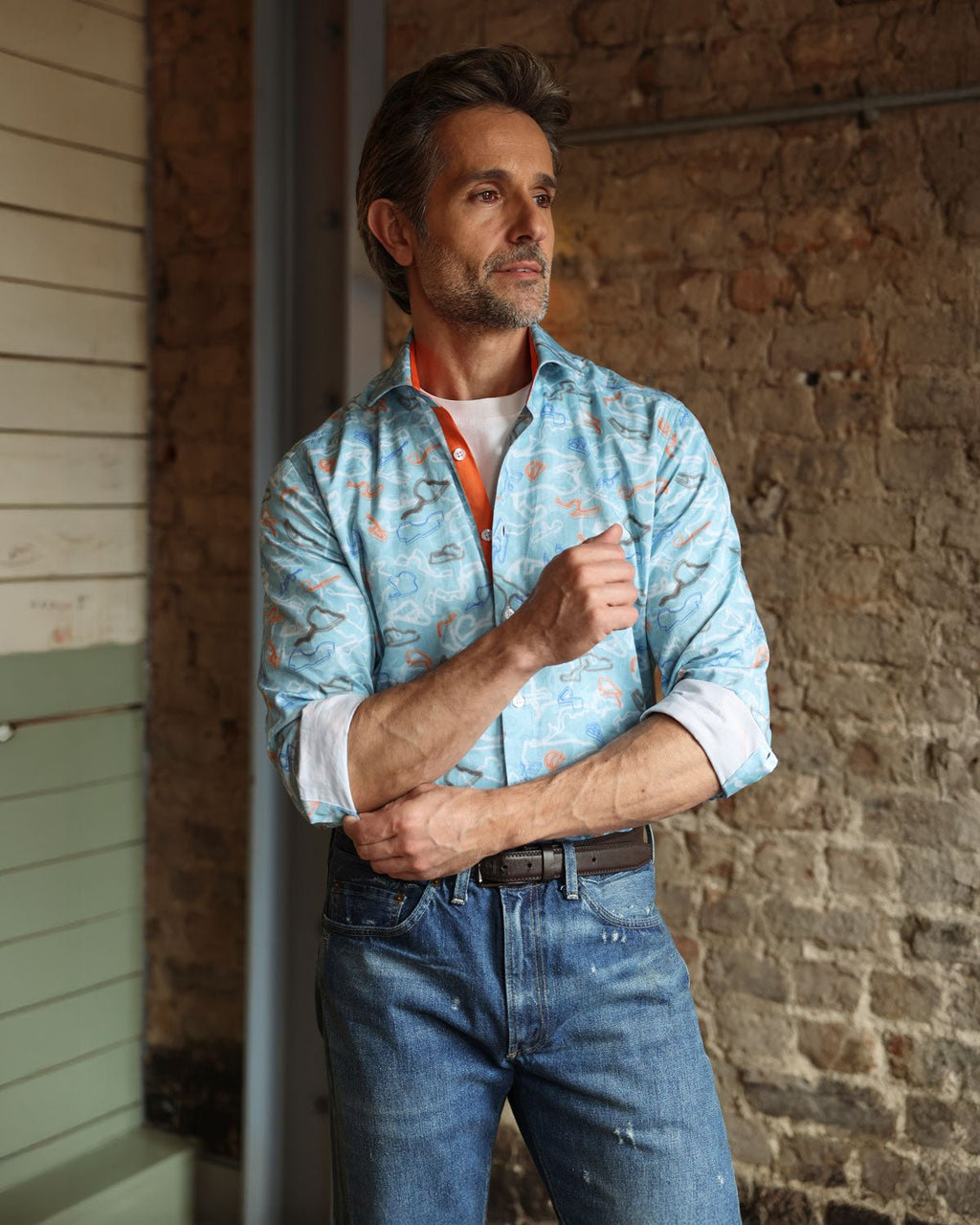 Racing Lines Powder Blue Shirt