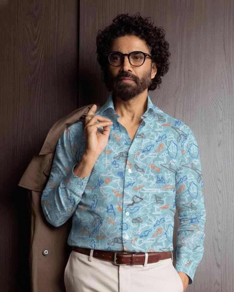 Racing Lines Powder Blue Shirt - Blake Mill