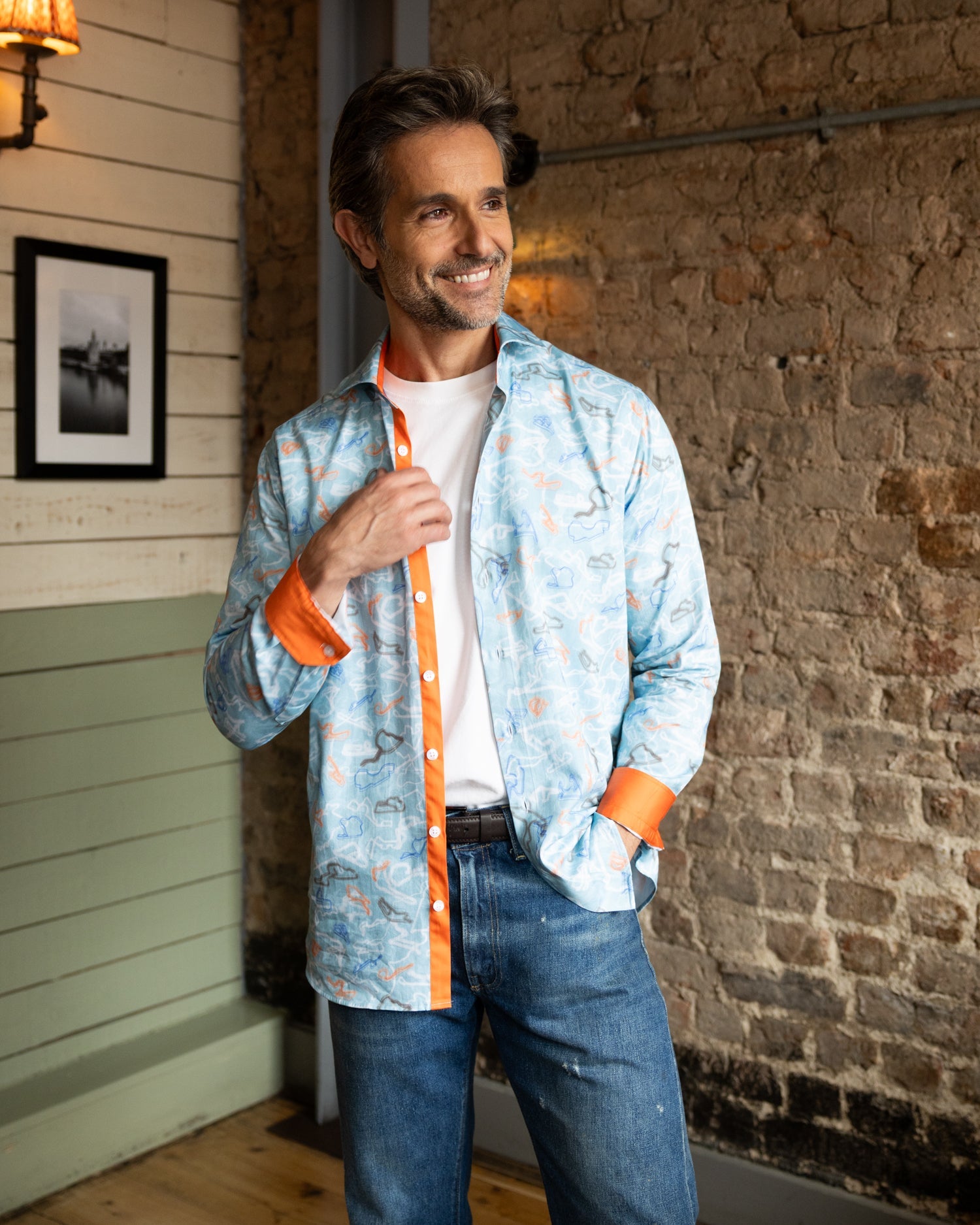 Racing Lines Powder Blue Shirt - Blake Mill