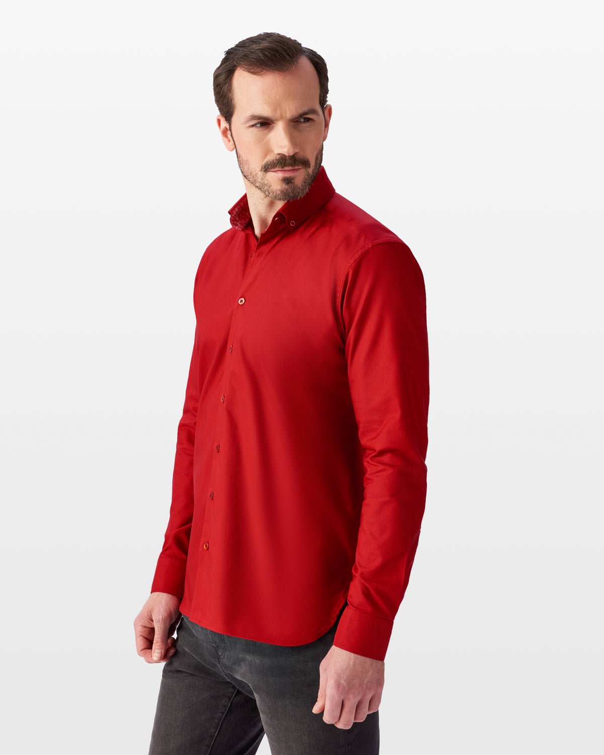 Red Oxford with Midlands Accents Button - Down Shirt - Blake Mill