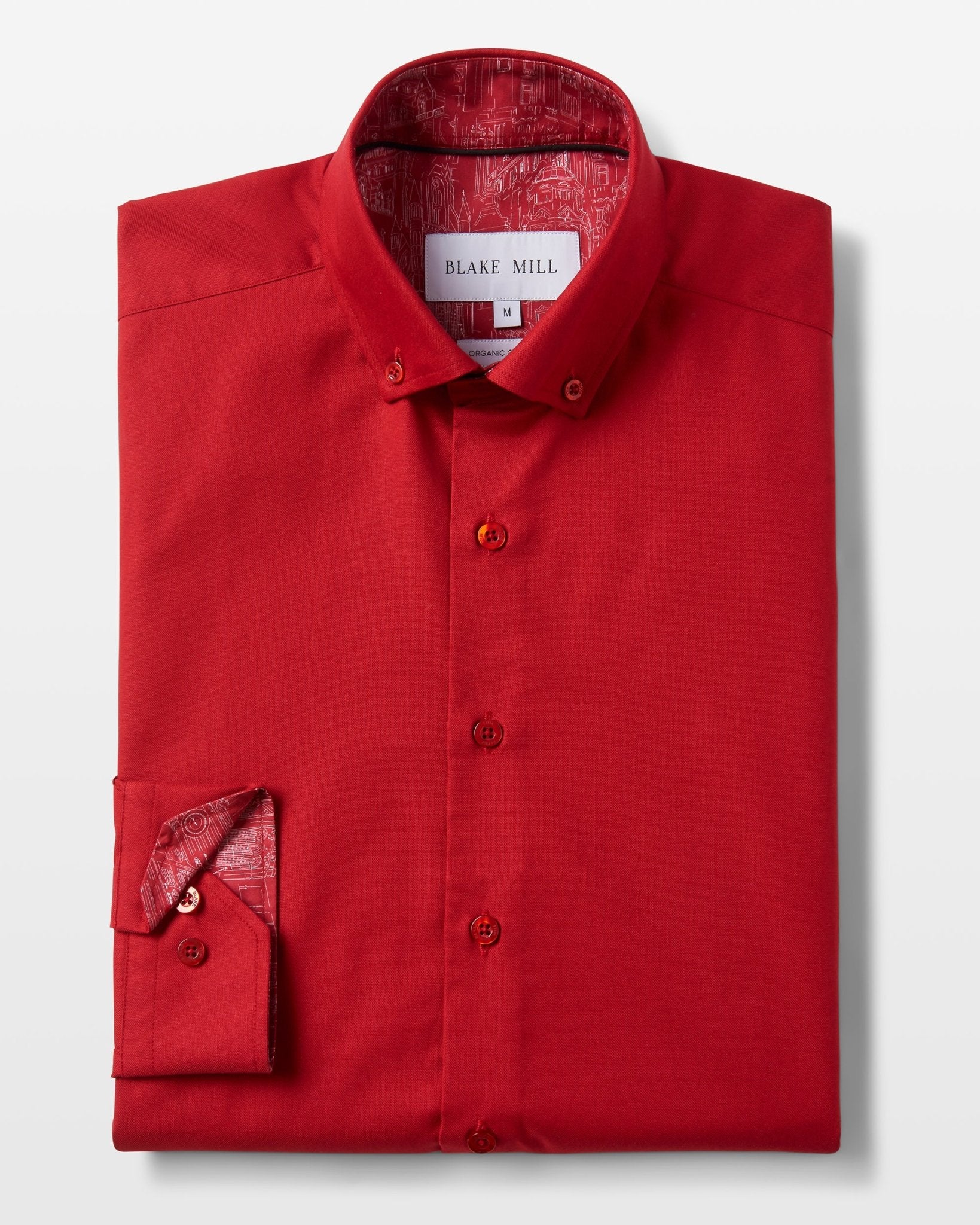 Red Oxford with Midlands Accents Button - Down Shirt - Blake Mill