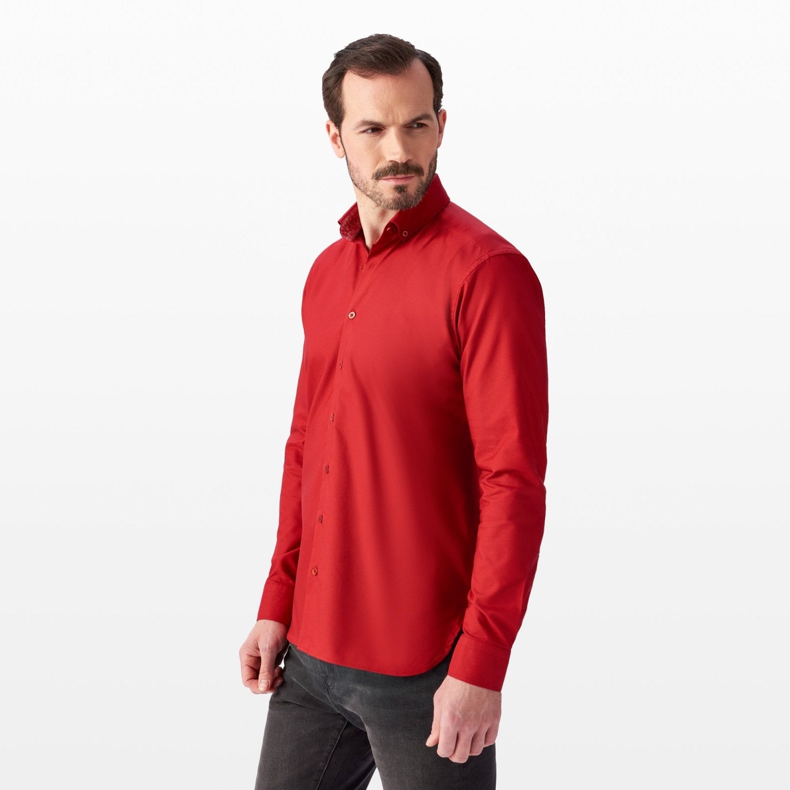Red Oxford with Midlands Accents Button - Down Shirt - Blake Mill