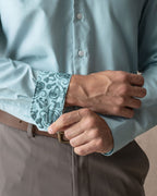 Teal Oxford with Stoned Skulls Accents Button - Down Shirt - Blake Mill