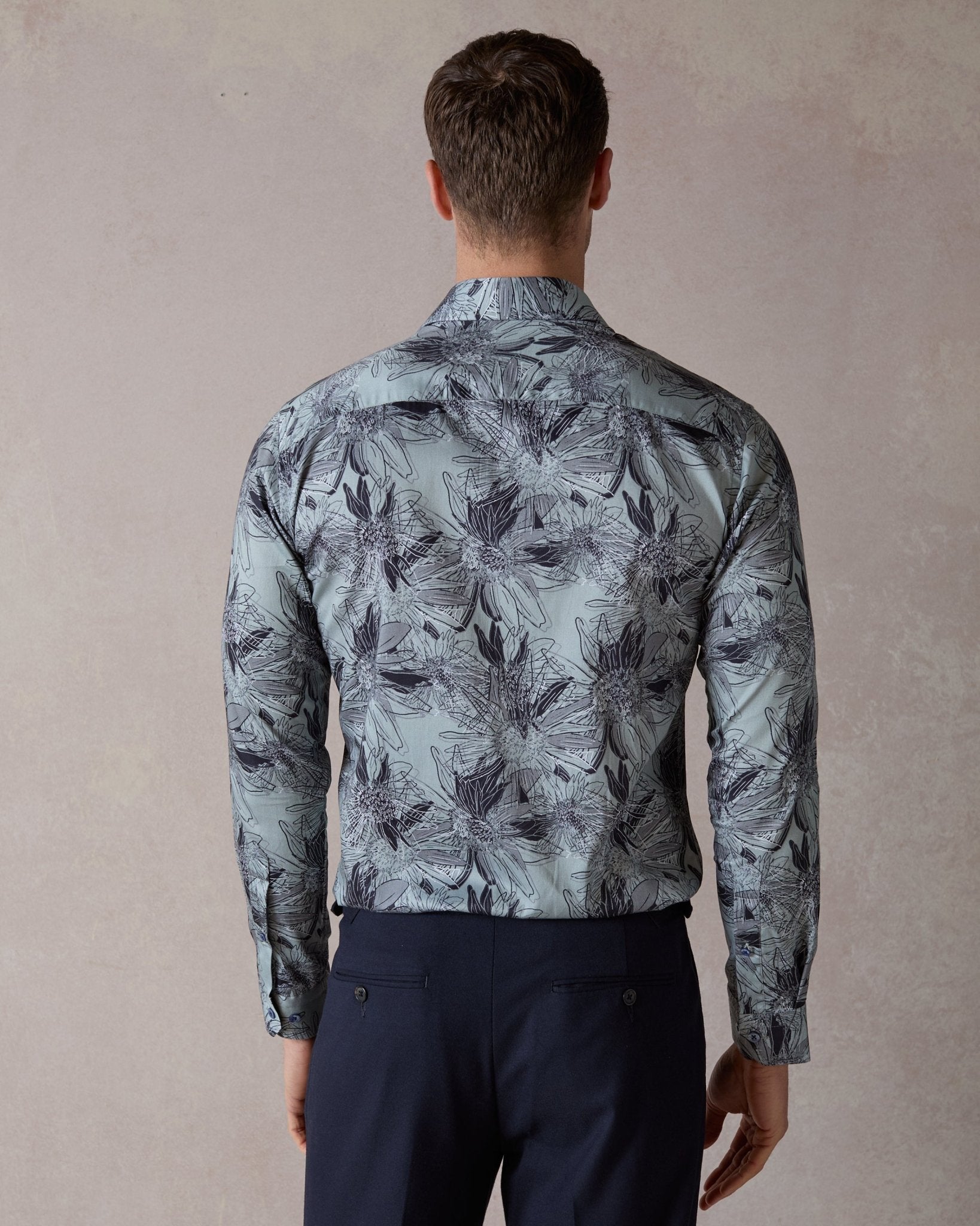 Teal Tropical Flora Shirt - Blake Mill