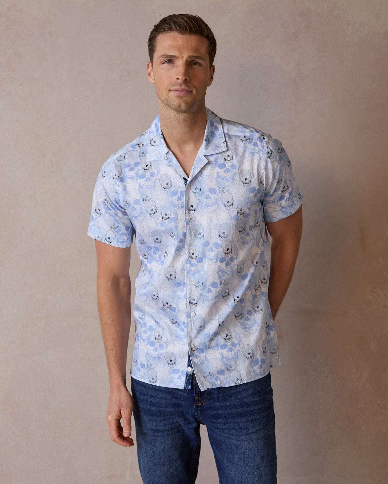 Organic Bread Off White Diagonal Skulls Tee Gangster Skeleton T