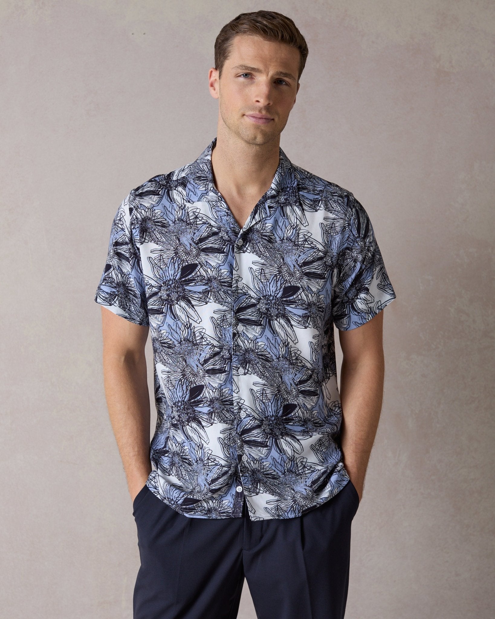 Tropical Flora Open Collar Shirt - Blake Mill