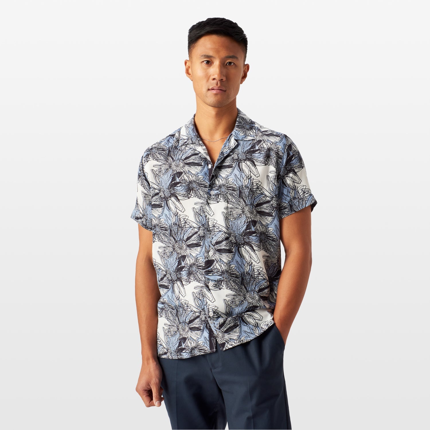 Tropical Flora Open Collar Shirt - Blake Mill