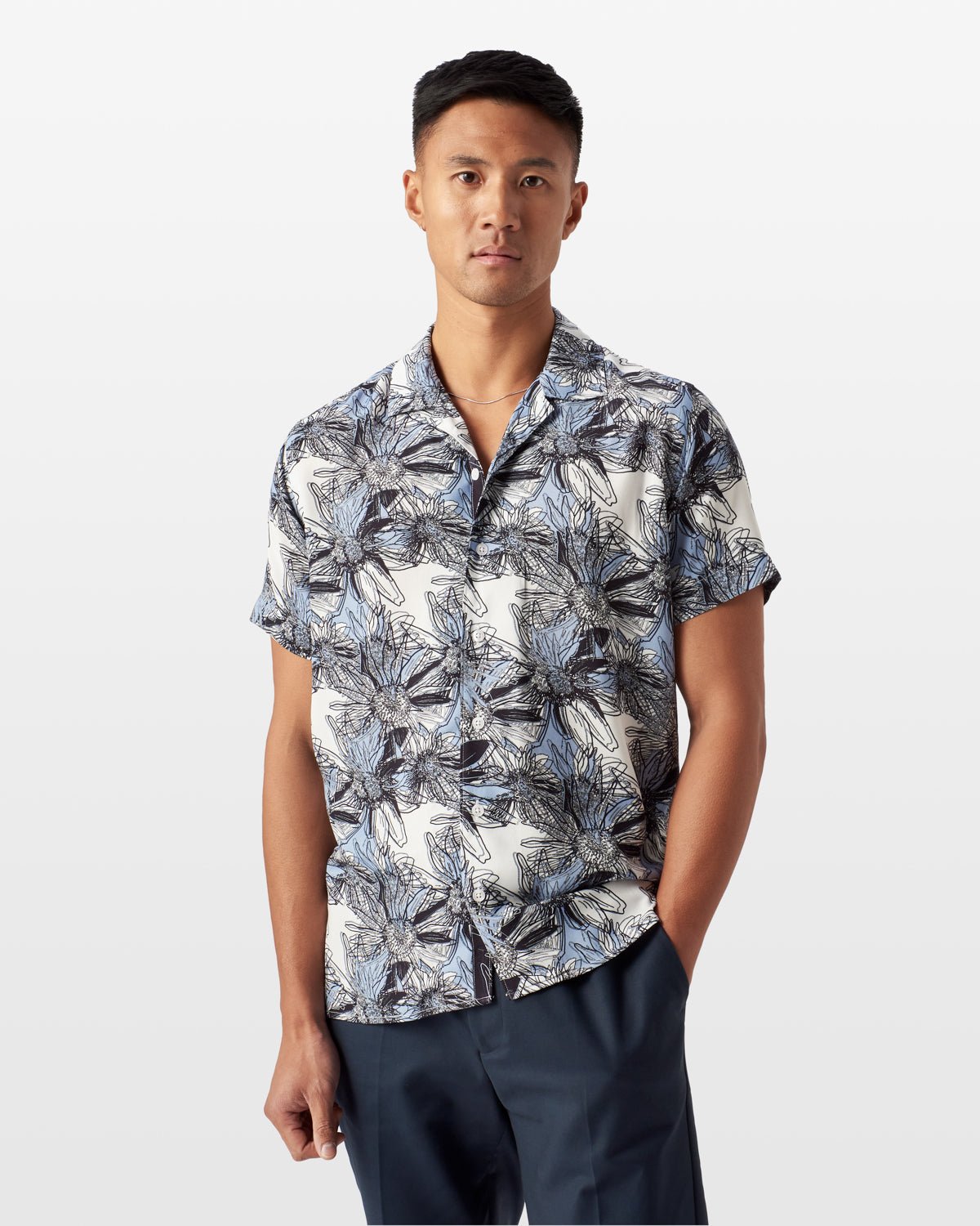 Tropical Flora Open Collar Shirt - Blake Mill