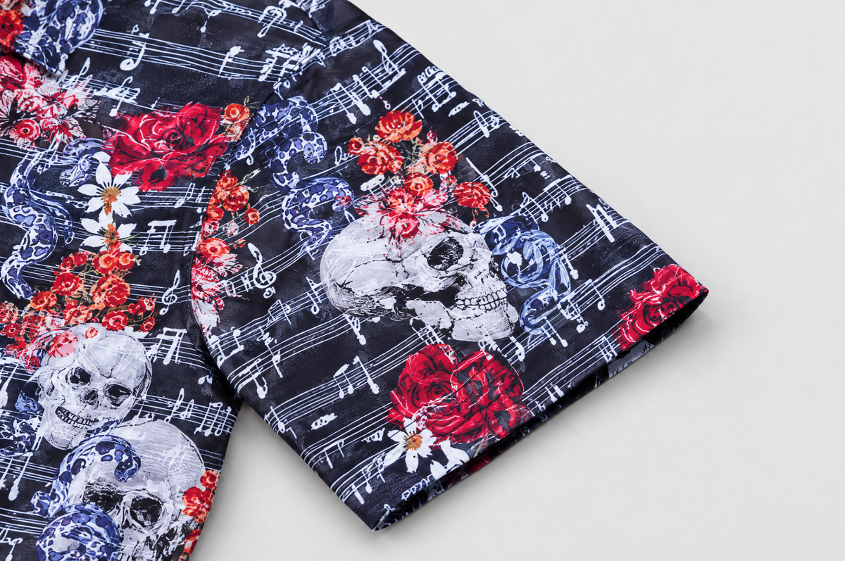 Vanitas Sonata (Navy) Short Sleeve Shirt sleeve detail