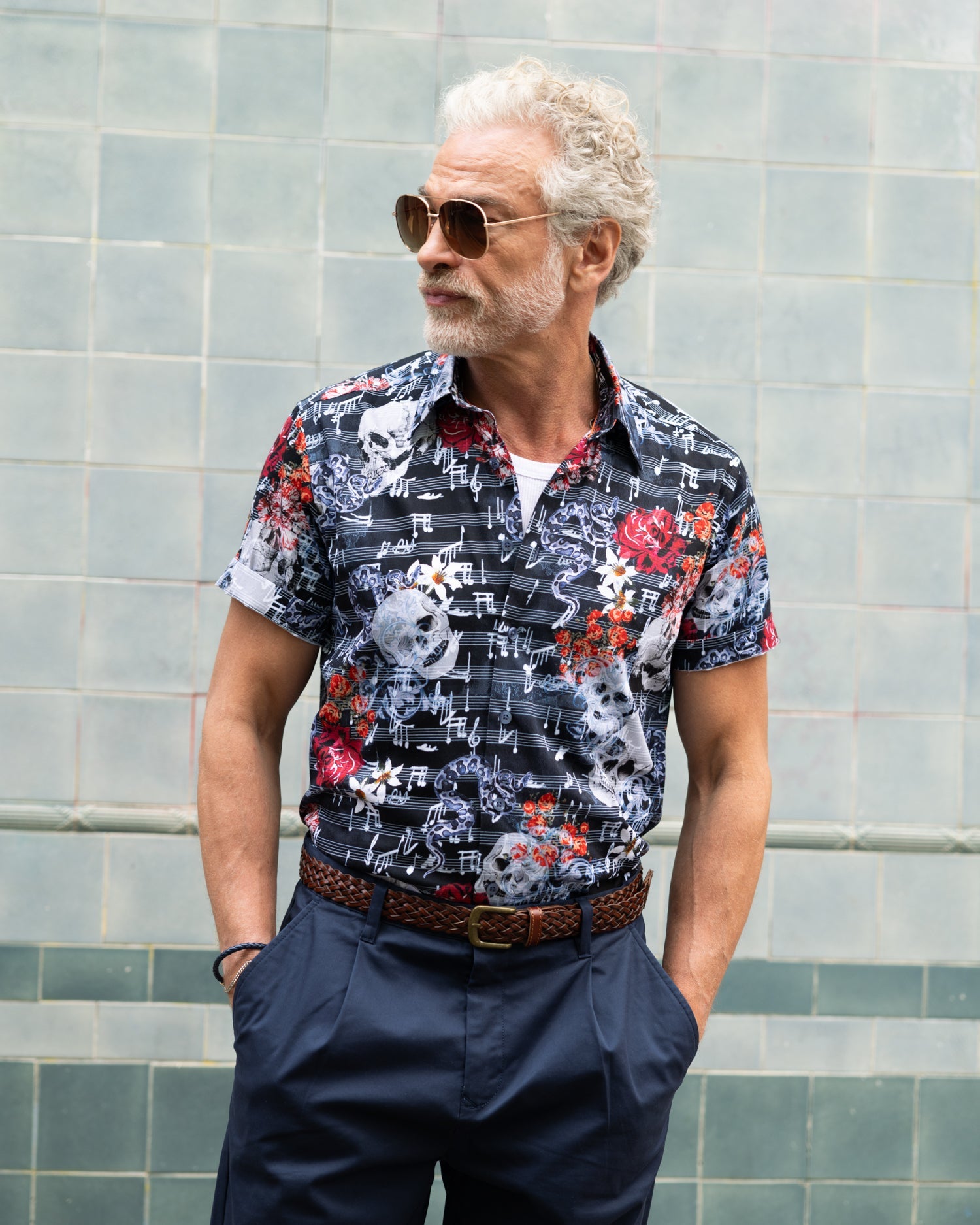 Vanitas Sonata (Navy) Short Sleeve Shirt - Blake Mill