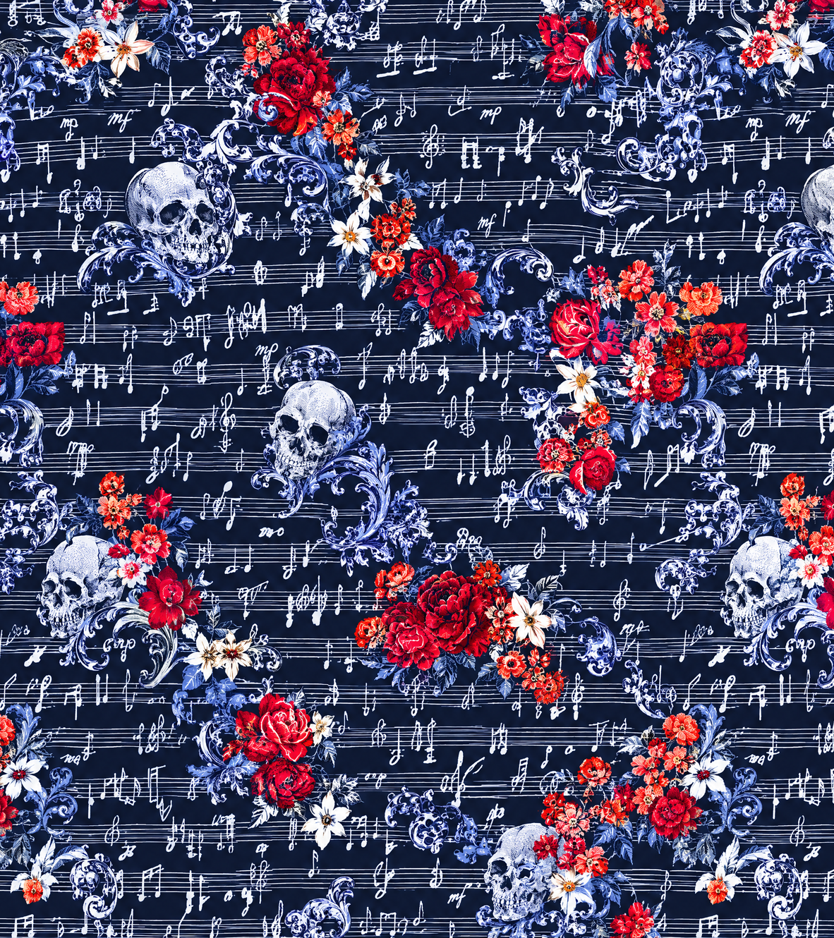 Vanitas Sonata (Navy) print design