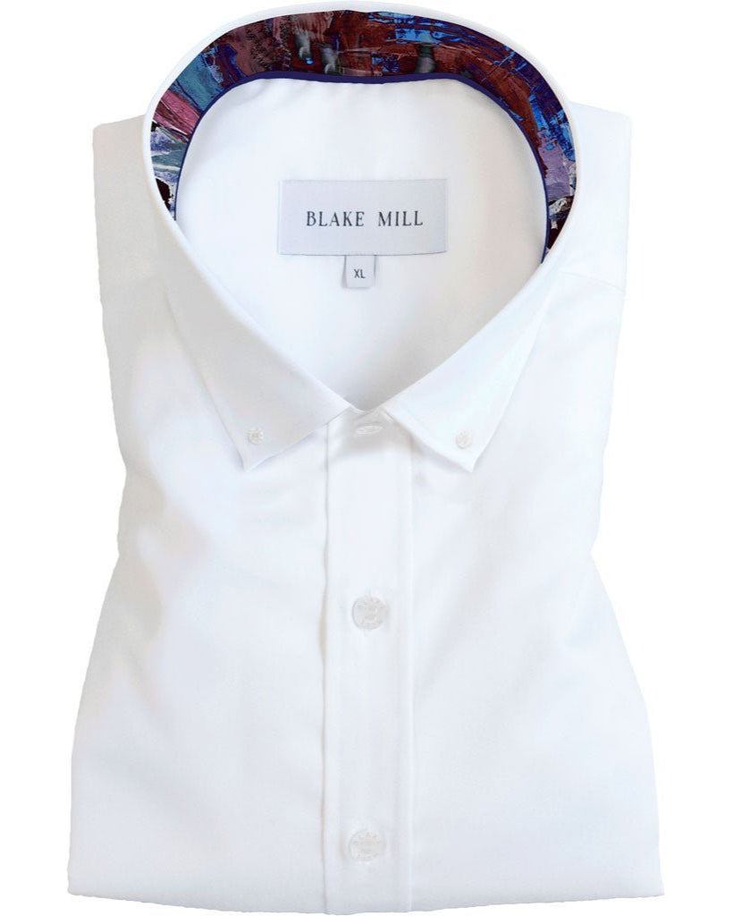 White Oxford with Paintworks Accents Button - Down Shirt - Blake Mill