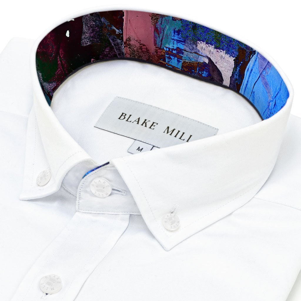 White Oxford with Paintworks Accents Button - Down Shirt - Blake Mill