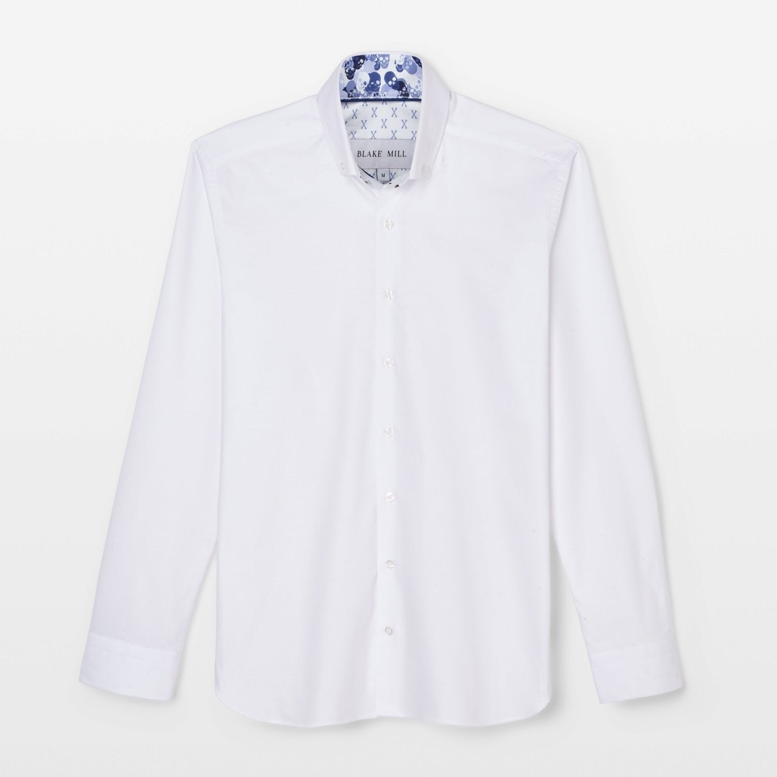 White Oxford with Skulls Accents Button - Down Shirt - Blake Mill