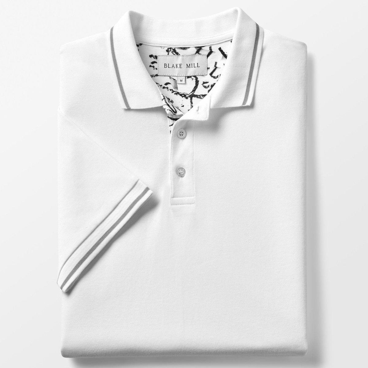 White Pique Polo with Exotic Zebra Accents - Blake Mill