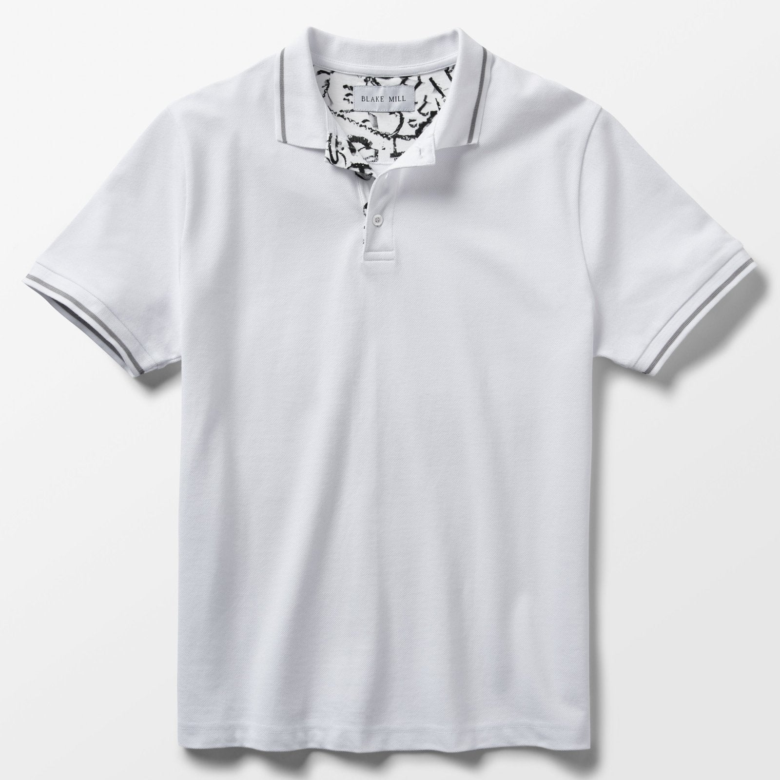 White Pique Polo with Exotic Zebra Accents - Blake Mill