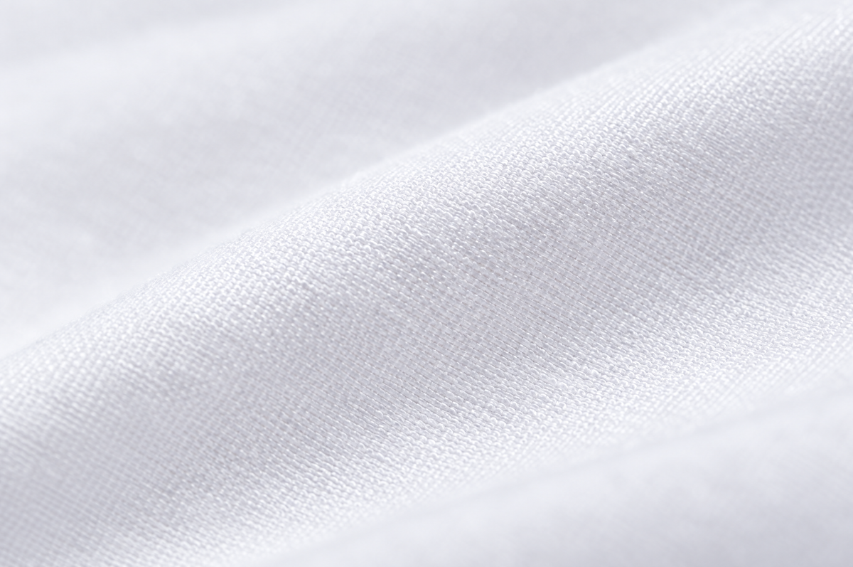 White Sateen Shirt with Botanical Sakura Accents textured cotton fabric detail