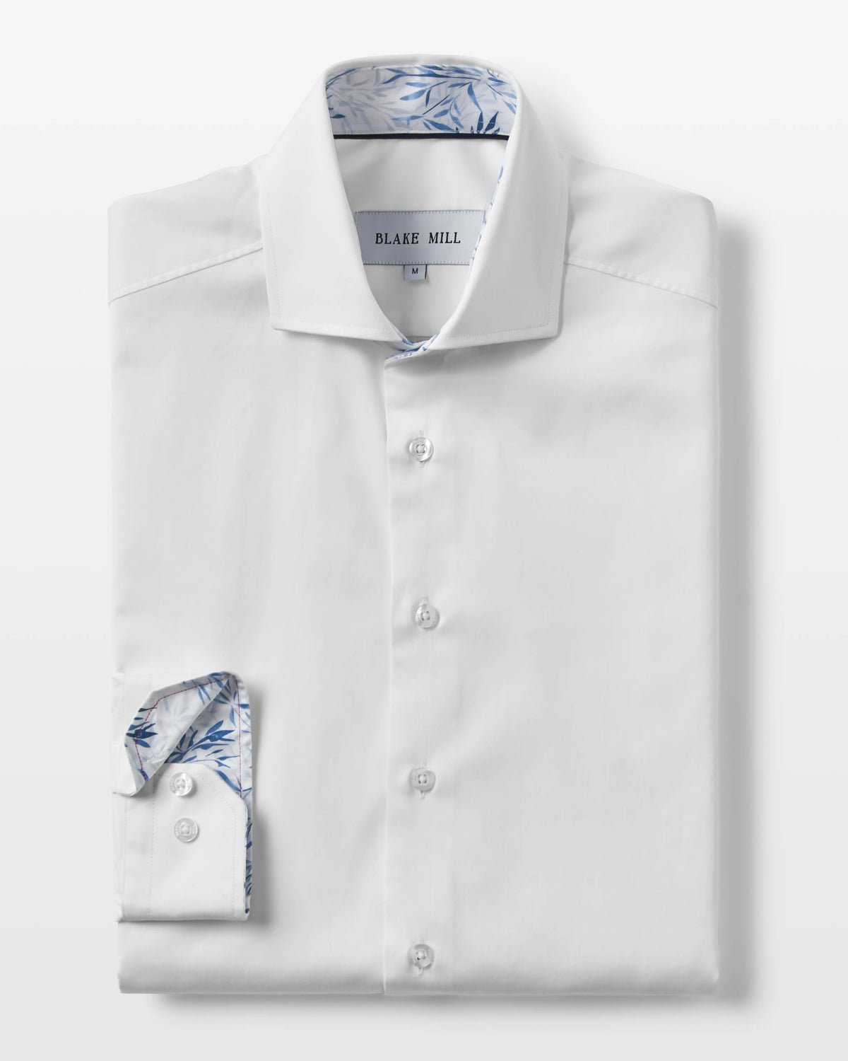 White Sateen Shirt with Blue Savanna Accents - Blake Mill