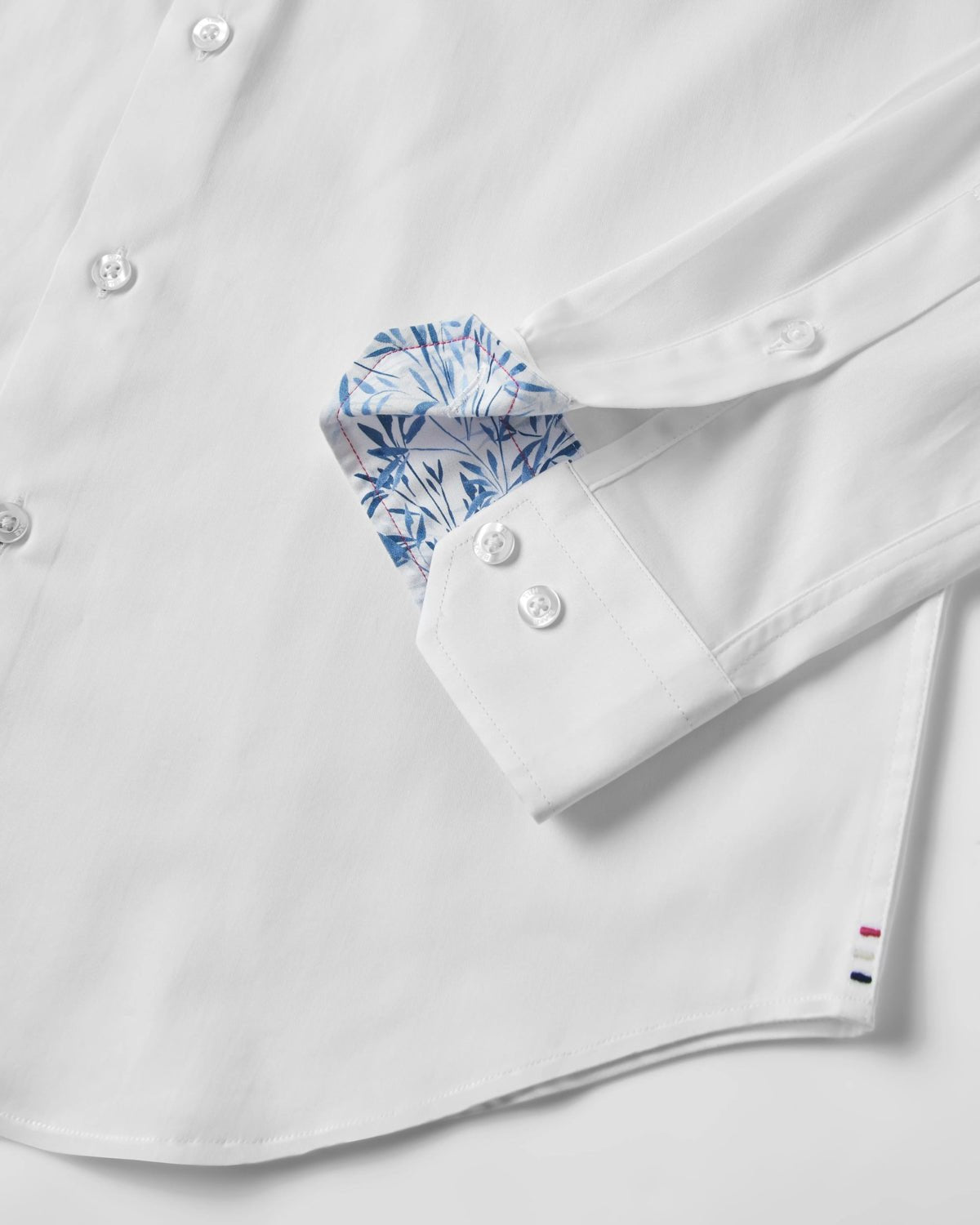 White Sateen Shirt with Blue Savanna Accents - Blake Mill