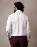 White Sateen Shirt with Botanical Sakura Accents - Blake Mill