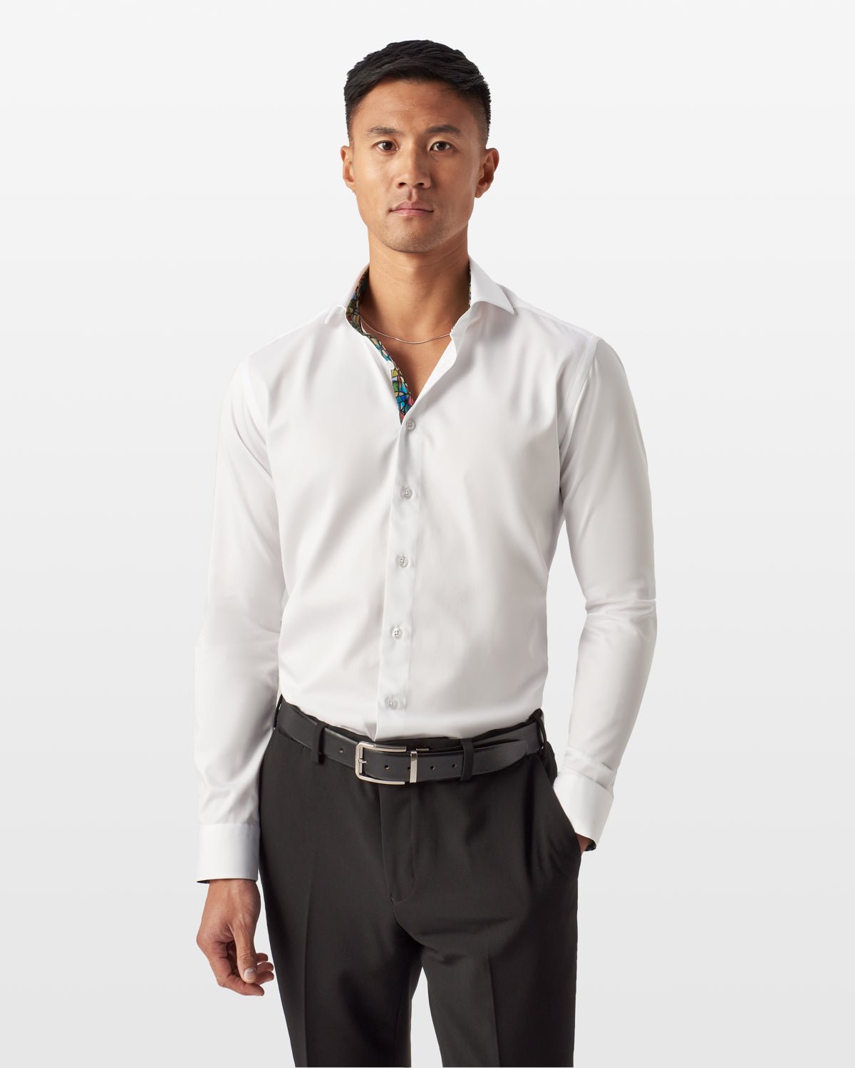 White Sateen Shirt with Holy Glass Accent - Blake Mill