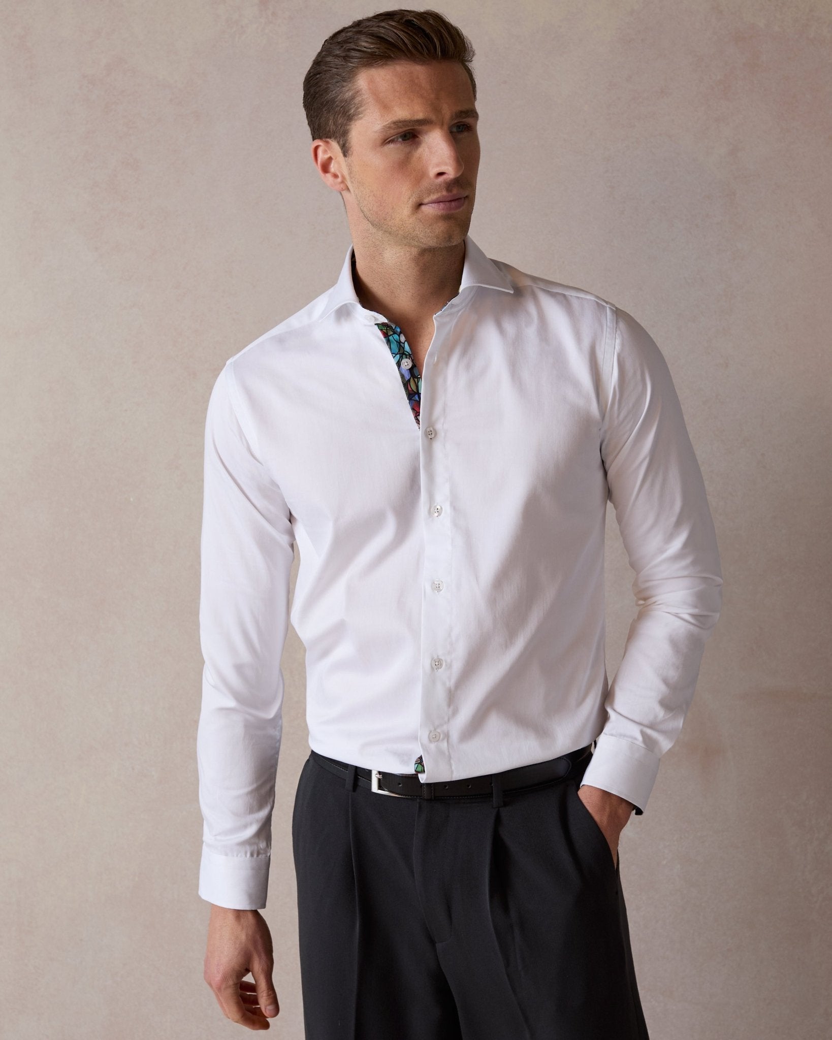 White Sateen Shirt with Holy Glass Accent - Blake Mill