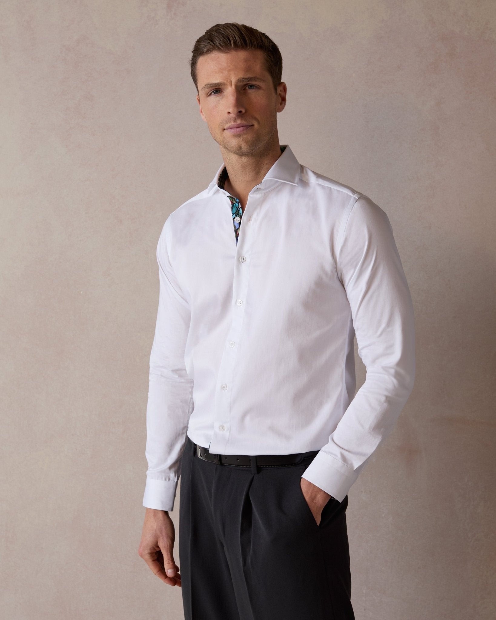 White Sateen Shirt with Holy Glass Accent - Blake Mill