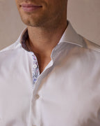 White Sateen Shirt with Muted Window Accent - Blake Mill