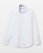 White Sateen Shirt with Muted Window Accent - Blake Mill