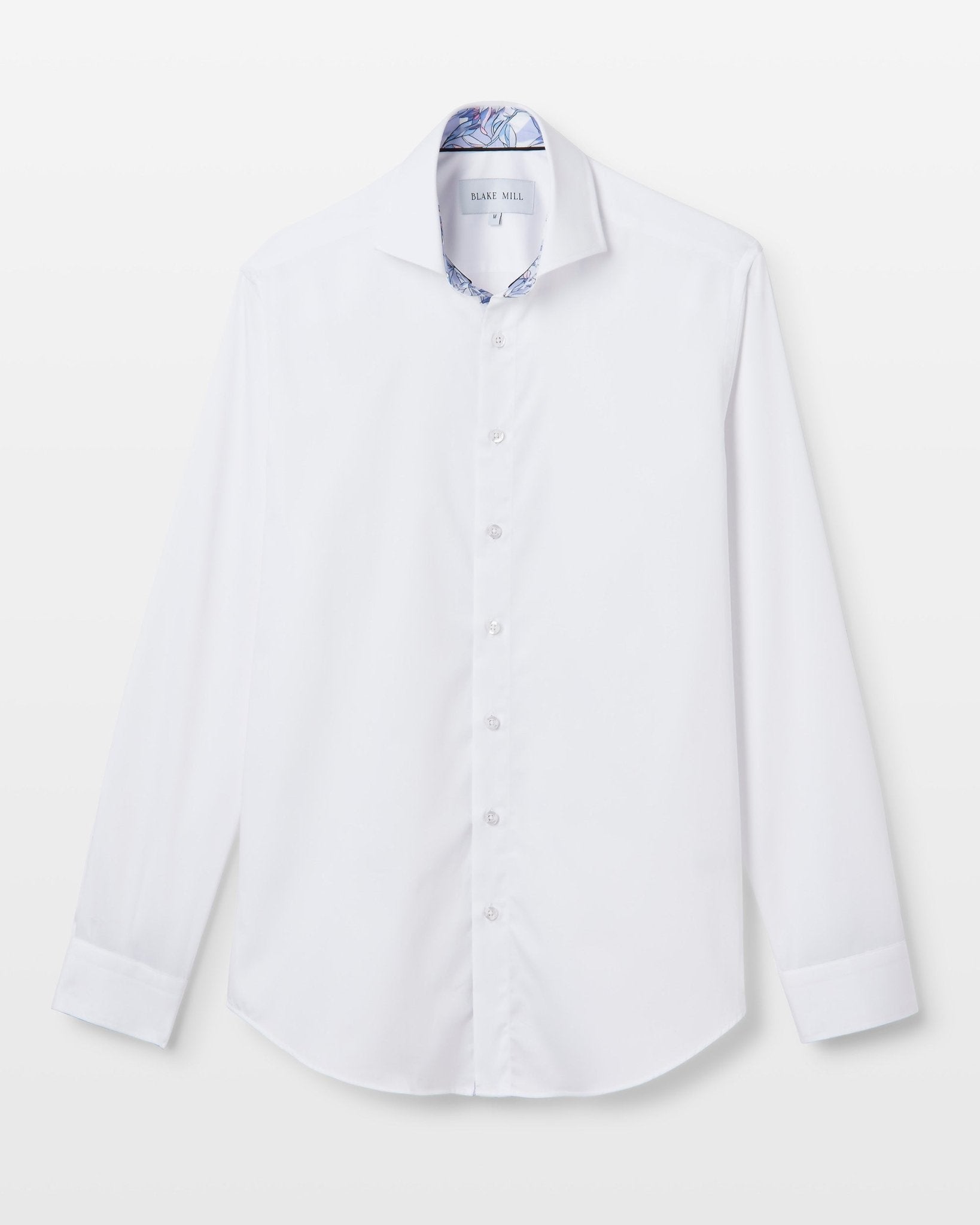 White Sateen Shirt with Muted Window Accent - Blake Mill