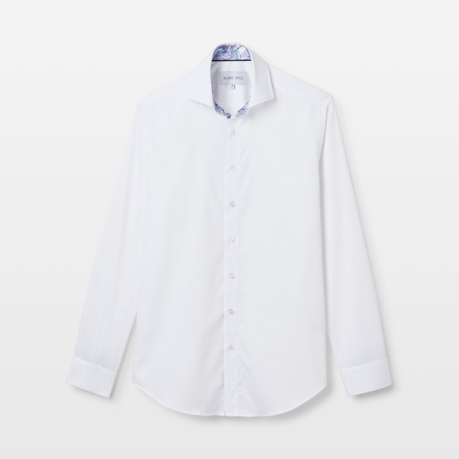 White Sateen Shirt with Muted Window Accent - Blake Mill