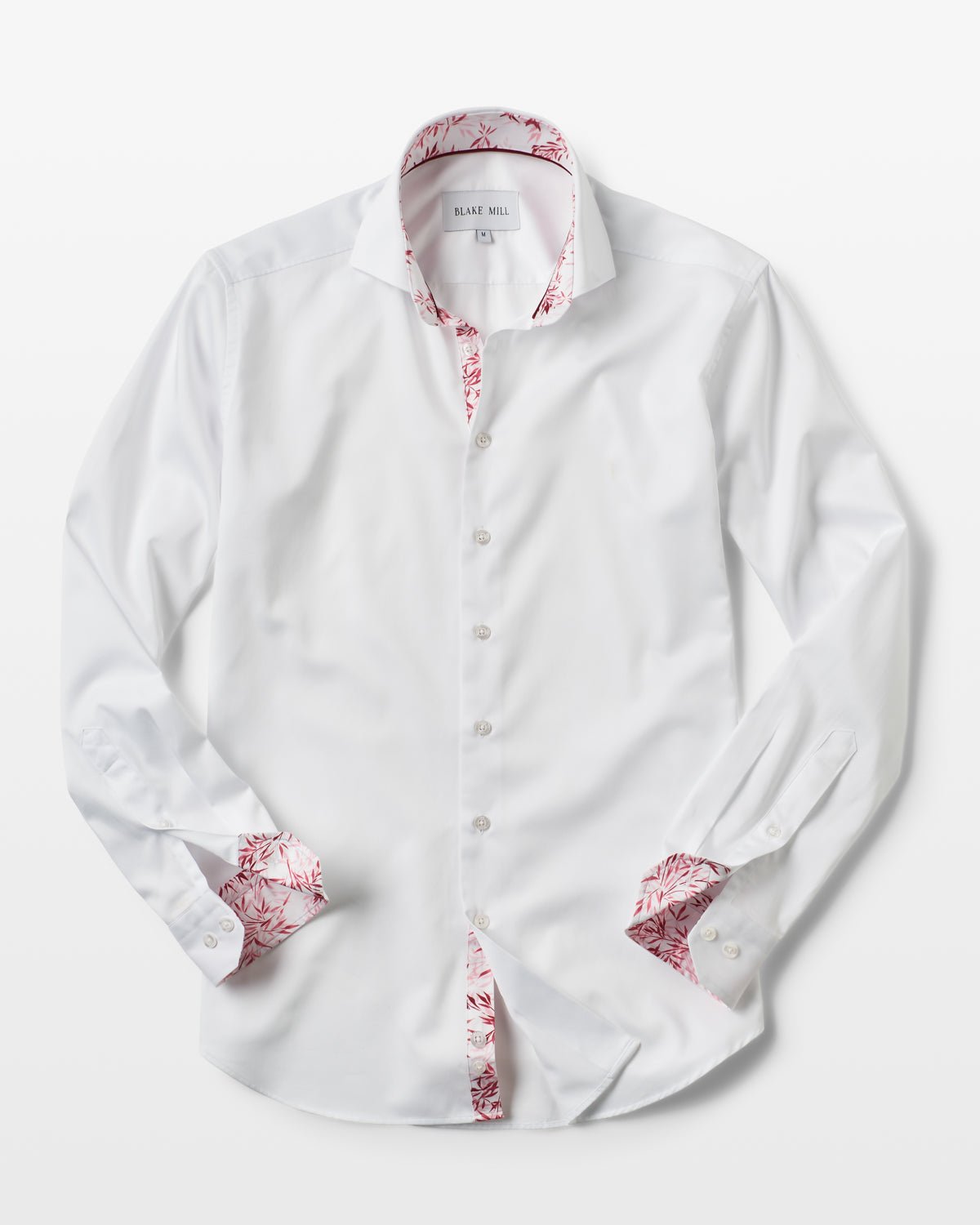 White Sateen Shirt with Pink Savanna Accents - Blake Mill